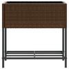 vidaXL Garden Planters with Shelf 2 pcs Brown 70x28x70 cm Poly Rattan