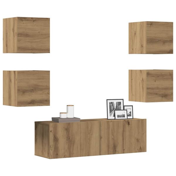 vidaXL 5 Piece TV Cabinet Set Wall-mounted Artisan Oak Engineered Wood