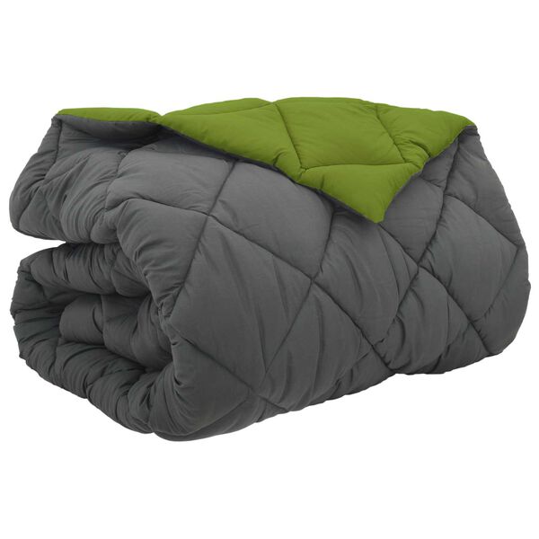 vidaXL Winter Duvet Green and Anthracite 220 x 260 cm Microfiber