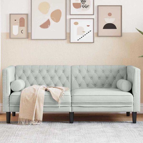 vidaXL Chesterfield Sofa Other Light grey 174 x 74.5 x 70.5 cm Velvet