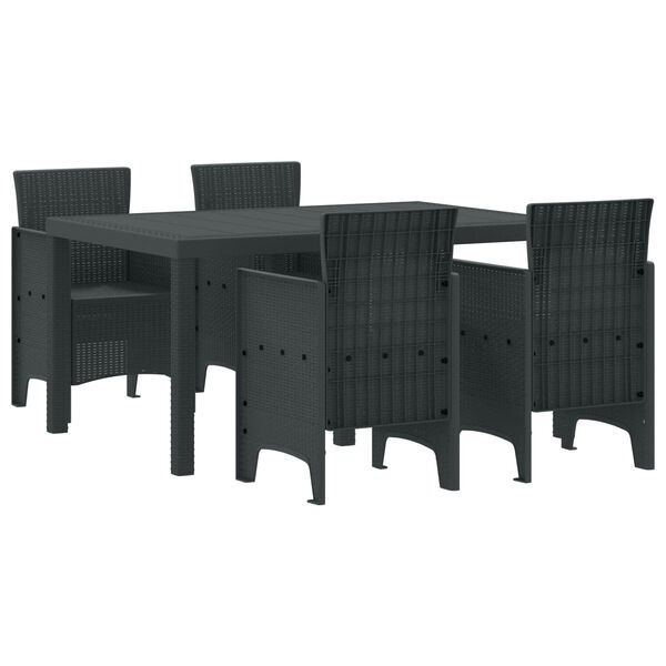vidaXL Garden Dining Set 5 pcs Anthracite Polt rattan