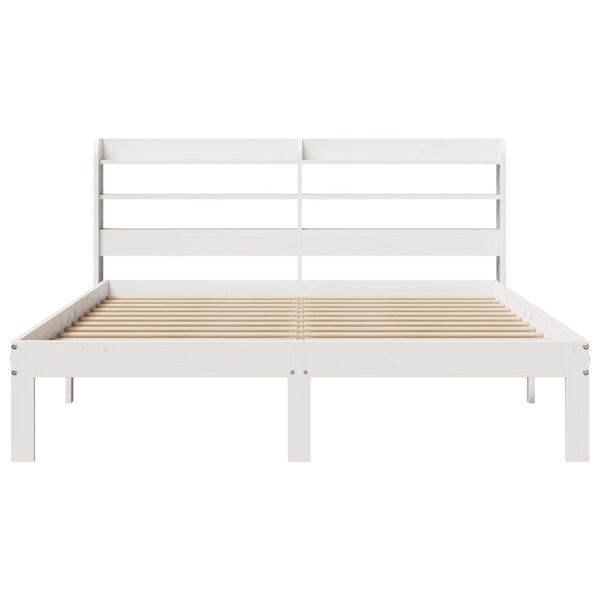 vidaXL Bed Frame with Headboard without Mattress White 140x200 cm