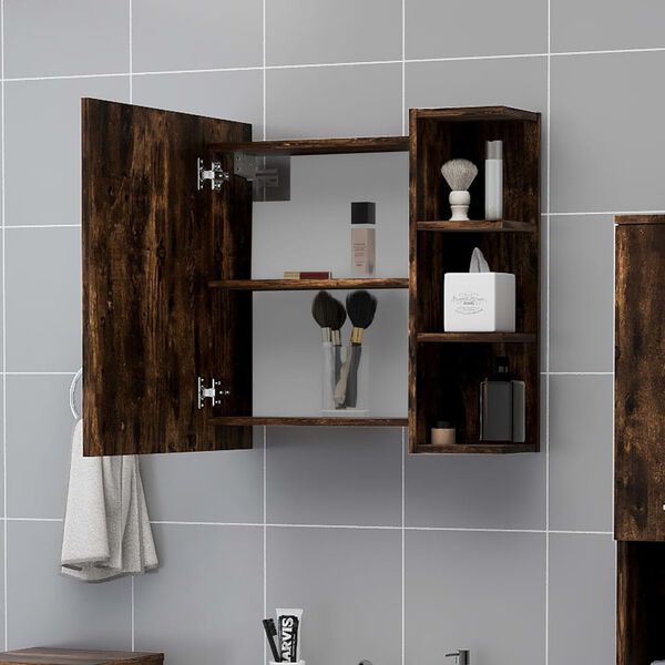 vidaXL Bathroom Mirror Cabinet Smoked Oak 62.5x20.5x64cm Engineered Wood