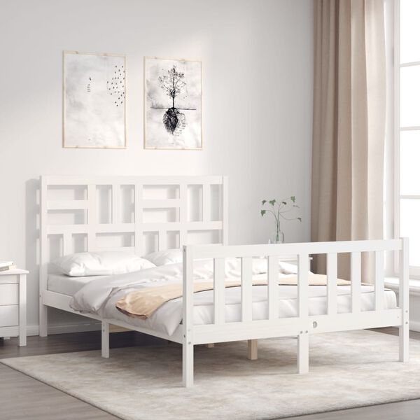 vidaXL Bed Frame without Mattress White 140x200 cm Solid Wood Pine