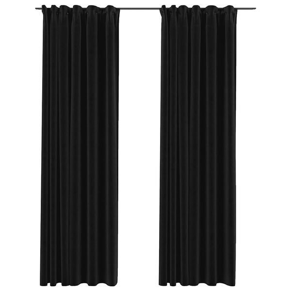 vidaXL Linen-Look Blackout Curtains with Hooks 2 pcs Anthracite 140x245 cm