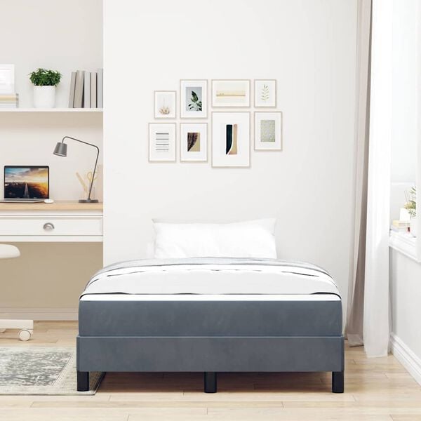 vidaXL Box Spring Bed with Mattress Dark Grey 120 x 220 cm Fabric