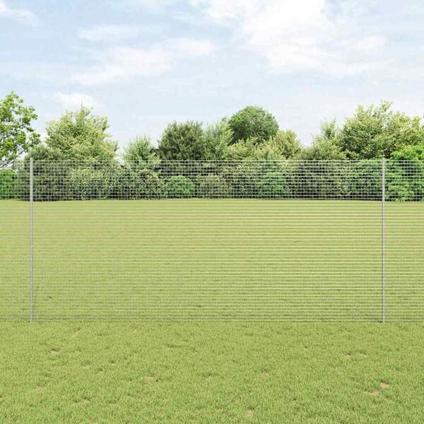 vidaXL Fence with Post Silver 1.4 x 25 m Steel