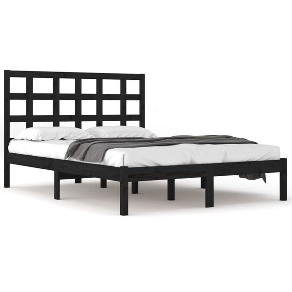 vidaXL Bed Frame without Mattress Black 200x200 cm Solid Wood