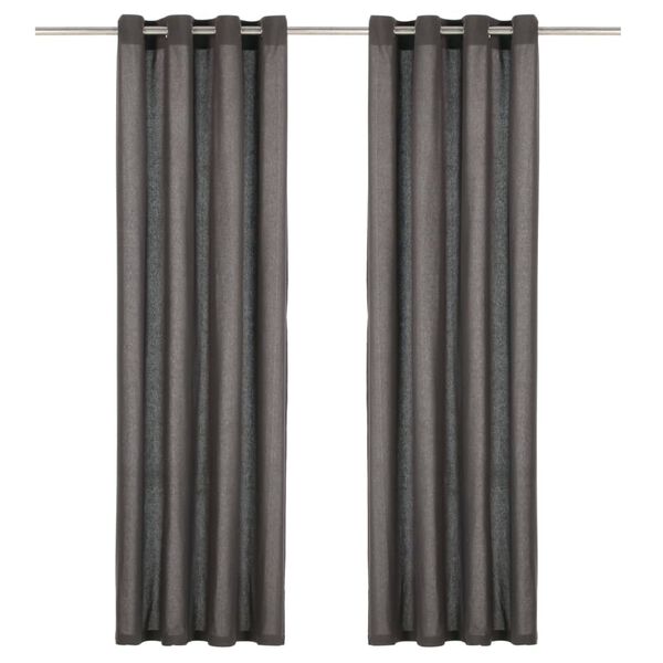 vidaXL Curtains with Metal Rings 2 pcs Cotton 140x175 cm Anthracite