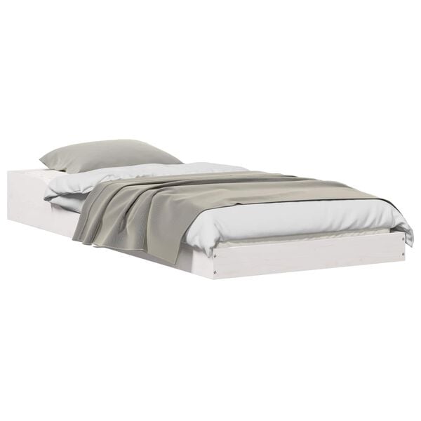 vidaXL Bed Frame White 100 x 220 cm Solid Pine Wood