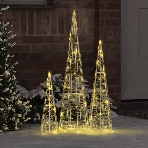 vidaXL Christmas Tree 3 pcs Warm white 20 x 20 x 80 cm Acrylic