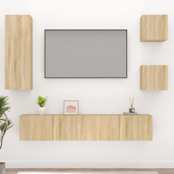 vidaXL 5 Piece TV Cabinet Set Sonoma Oak Engineered Wood
