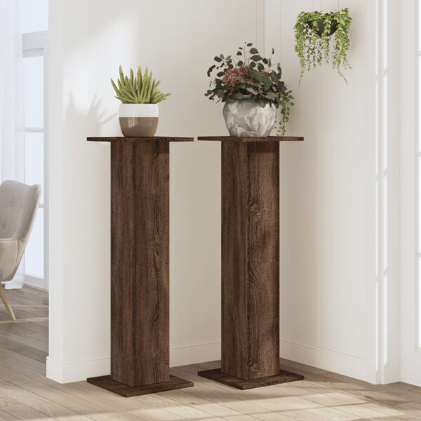 vidaXL Plant Stands 2 pcs Brown Oak 30x30x95 cm Engineered Wood