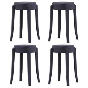 vidaXL Stool | Set of 4 | Black | Polypropylene | Medium | Stackable | Stool