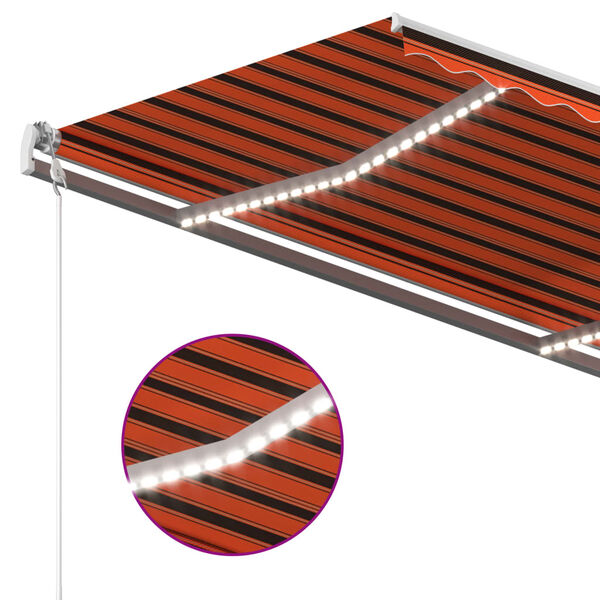 vidaXL Manual Retractable Awning with LED 3.5x2.5 m Orange and Brown