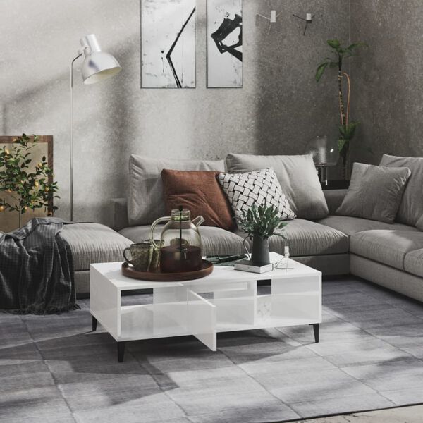 vidaXL Coffee Table High Gloss White 103.5x60x35 cm Engineered Wood