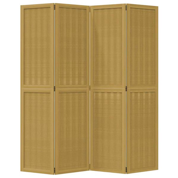 vidaXL Room Divider 4 Panels Brown Solid Wood Paulownia