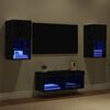 vidaXL TV Wall Cabinets Wall-mounted 4 pcs Black Oak Engineered Wood