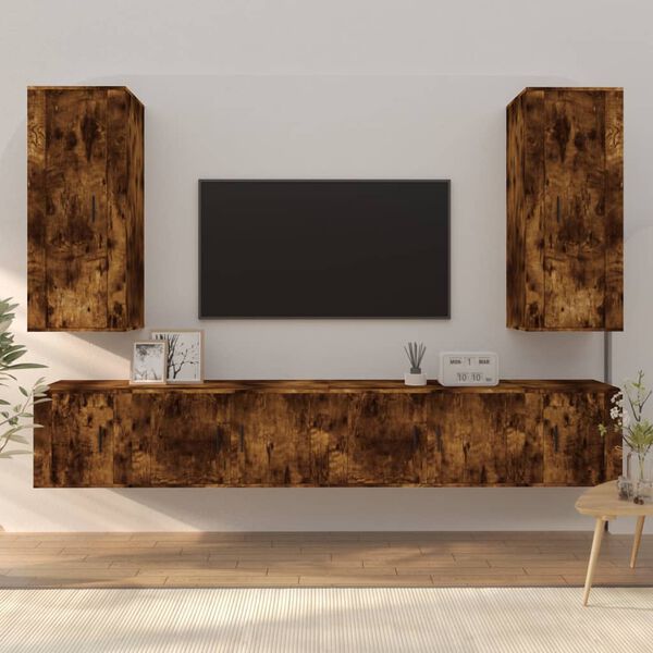 vidaXL 6 Piece TV Cabinet Set Smoked Oak Engineered Wood