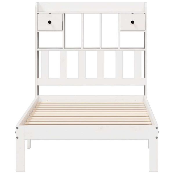 vidaXL Bookcase Bed without Mattress White 75x190cm Solid Wood Pine