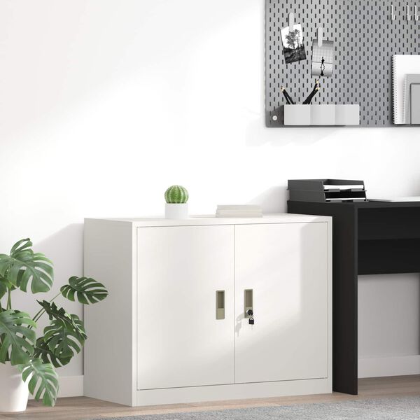 vidaXL Storage Cabinet White 90 x 40 x 70 cm Steel