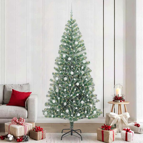 vidaXL Artificial Christmas Tree Snow Flocked with LED Light 240 cm