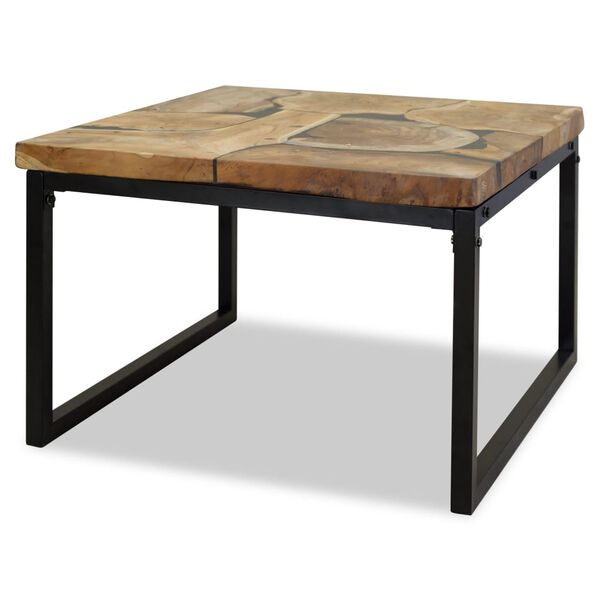 vidaXL Coffee Table Teak Resin 60x60x40 cm Black and Brown