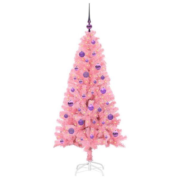 vidaXL Christmas Tree with 150 LEDs with Stand Pink 150 cm PVC