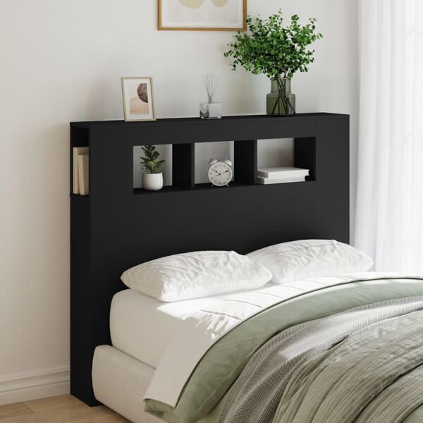vidaXL LED Headboard Black 120x18.5x103.5 cm Engineered Wood