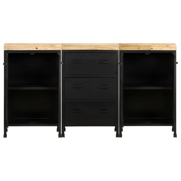 vidaXL Sideboard with 3 Drawers and 4 Doors Rough Mango Wood