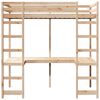 vidaXL Loft Bed Frame Natural 90 x 190 cm Solid Pine Wood