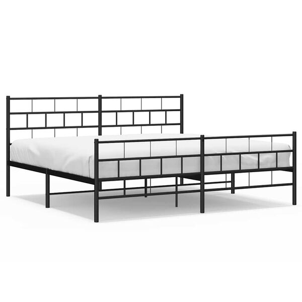vidaXL Metal Bed Frame without Mattress with Footboard Black 183x213cm