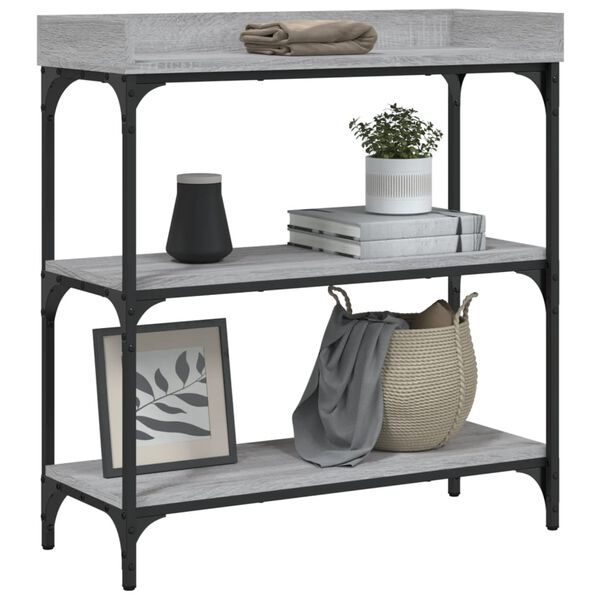 vidaXL Console Table with Shelves Grey Sonoma 75x30x80 cm