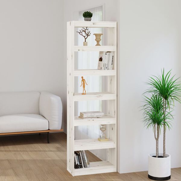 vidaXL Book Cabinet/Room Divider White 60x30x199.5 cm Solid Wood Pine