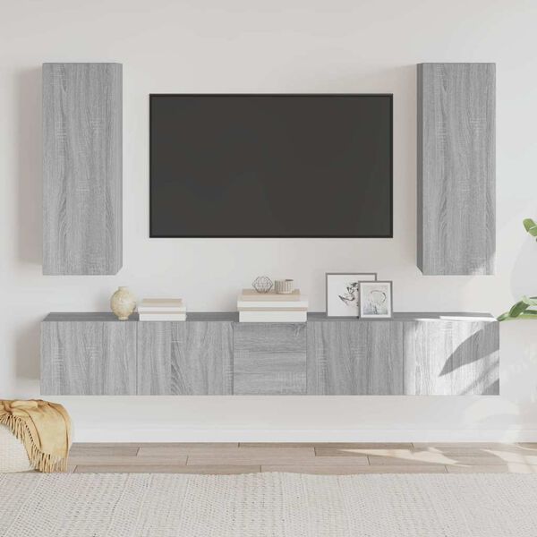 vidaXL 5 Piece TV Cabinet Set Grey Sonoma Engineered Wood