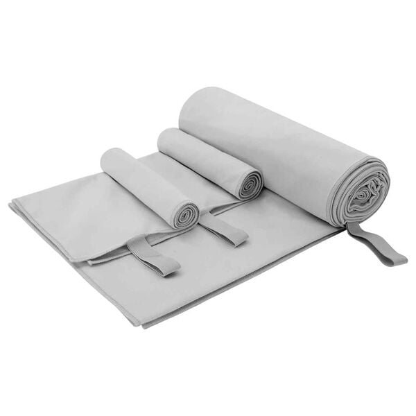 vidaXL Sports Towel Set 3 pcs Grey Polyester and Polyamide