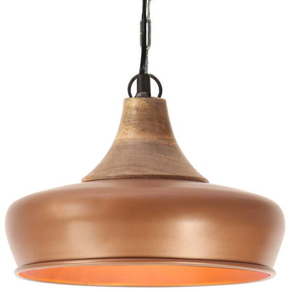 vidaXL Industrial Hanging Lamp Copper Iron & Solid Wood 26 cm E27