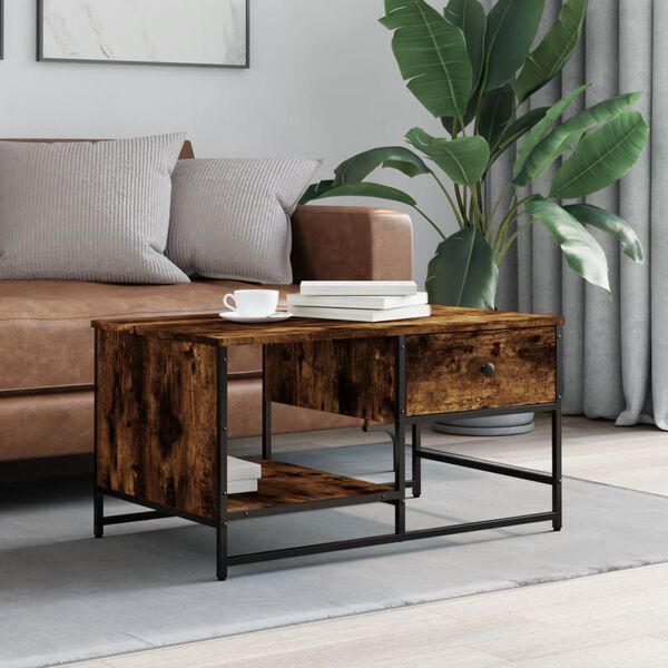 vidaXL Coffee Table Smoked Oak 85.5x51x45 cm Engineered Wood