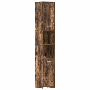 vidaXL Bathroom Cabinet Smoked Oak 30x30x183,5 cm Engineered Wood