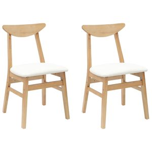 vidaXL Dining Chairs 2 pcs Solid Rubber Wood Natural 42 x 47.5 x 81 cm