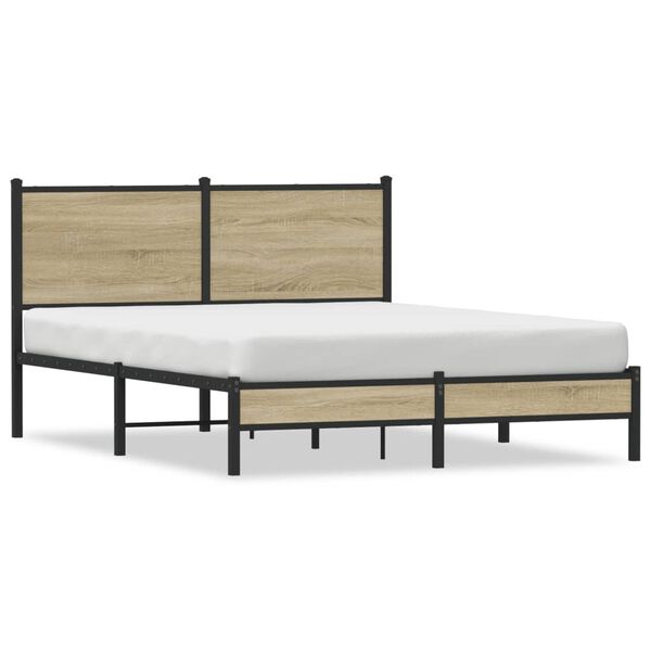 vidaXL Metal Bed Frame without Mattress Sonoma Oak 150x200 cm King Size