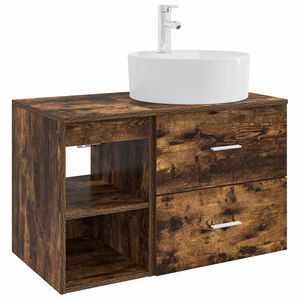 vidaXL Bathroom Furniture Set 2 pcs Smoked Oak Engineered Wood