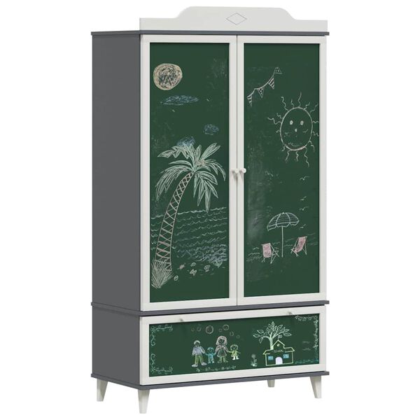 vidaXL Chalkboard Wardrobe ROROS Grey and White 90 x 45 x 165 cm