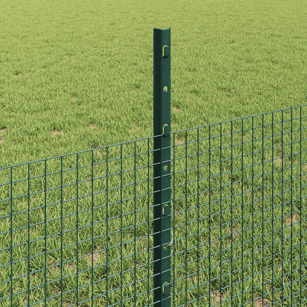 vidaXL Fence with Post Green 0.5 x 100 m Steel and PVC