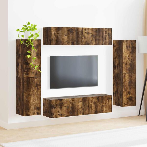 vidaXL 4 pcs Smoked Oak