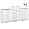 vidaXL Arched Gabion Baskets 2 pcs 200x30x80/100 cm Galvanised Iron