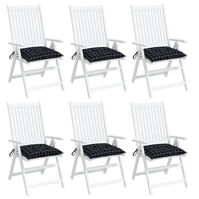 vidaXL Chair Cushions 6 pcs Black Check Pattern 40x40x7 cm Fabric