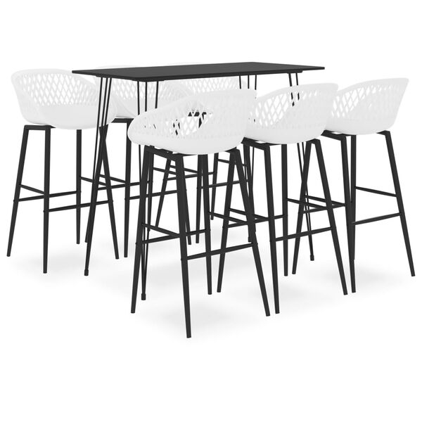 vidaXL 7 Piece Bar Set Black and White