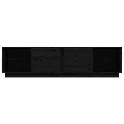 vidaXL TV Cabinet Black 156x40x40 cm Solid Wood Pine