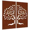 vidaXL Garden Wall Decorations 2 pcs 105x55 cm Corten Steel Tree Design